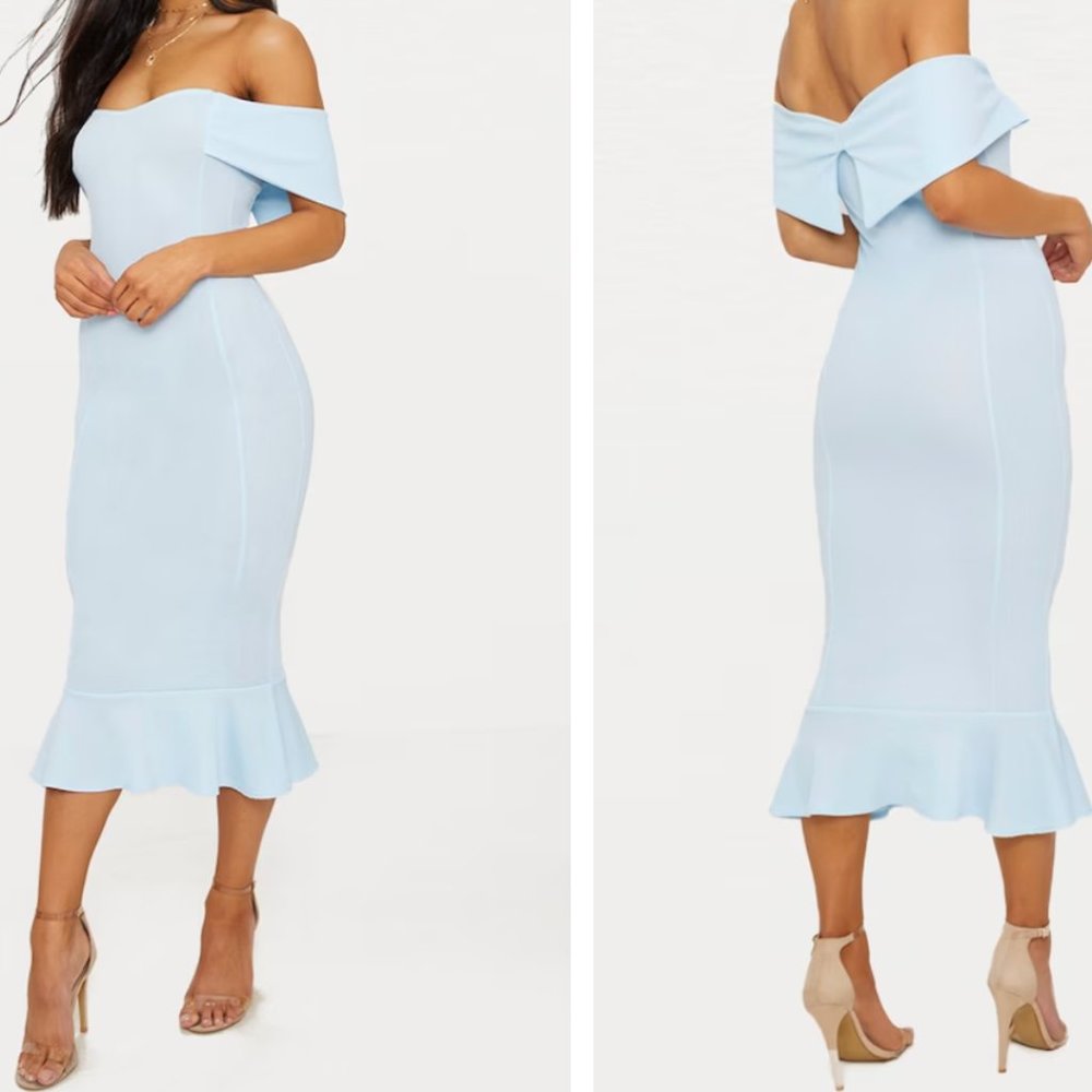 PLT Blue Bodycon Dress with mermaid bottom
